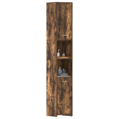 Bathroom Cabinet Smoked Oak 30x30x183.5 cm Engineered Wood