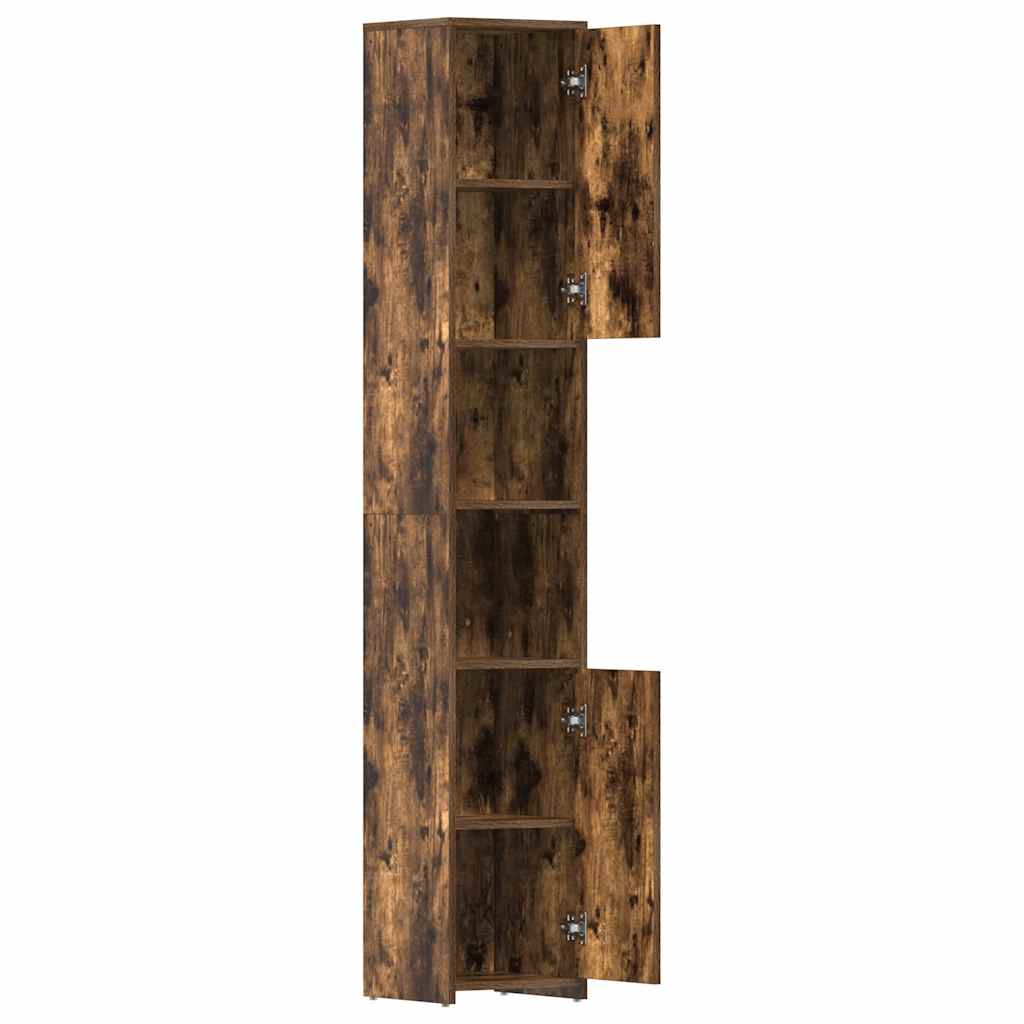 Bathroom Cabinet Smoked Oak 30x30x183.5 cm Engineered Wood