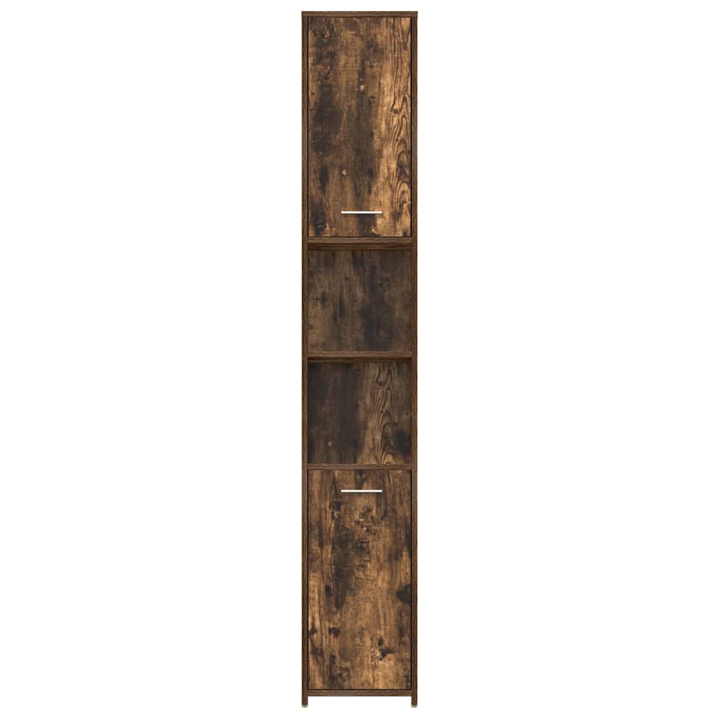 Bathroom Cabinet Smoked Oak 30x30x183.5 cm Engineered Wood
