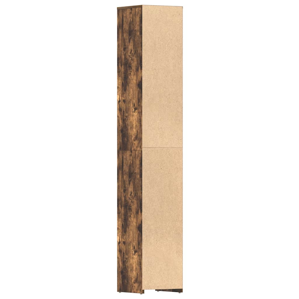Bathroom Cabinet Smoked Oak 30x30x183.5 cm Engineered Wood