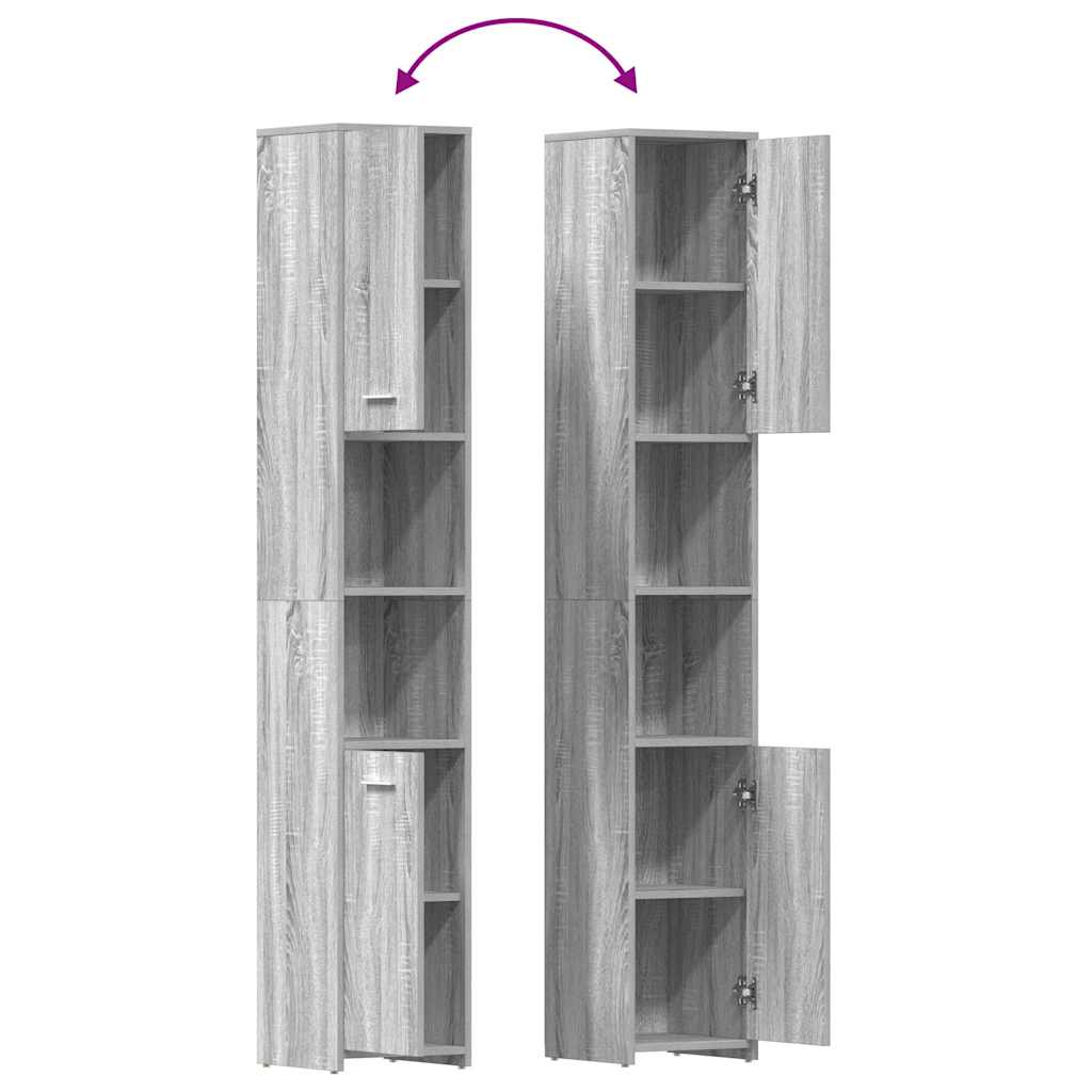 Bathroom Cabinet Grey Sonoma 30x30x183.5 cm Engineered Wood