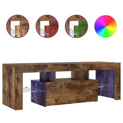TV Cabinet with LED Lights Smoked Oak 120x35x40 cm