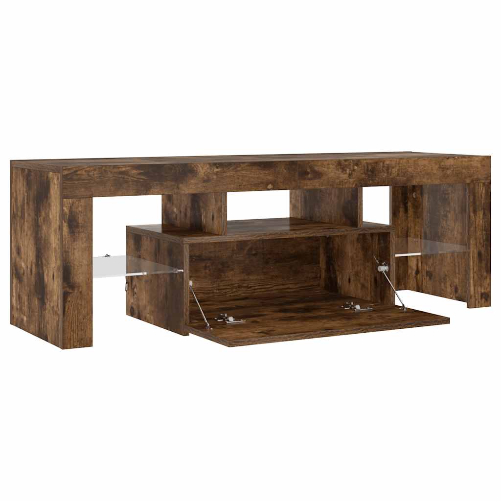 TV Cabinet with LED Lights Smoked Oak 120x35x40 cm
