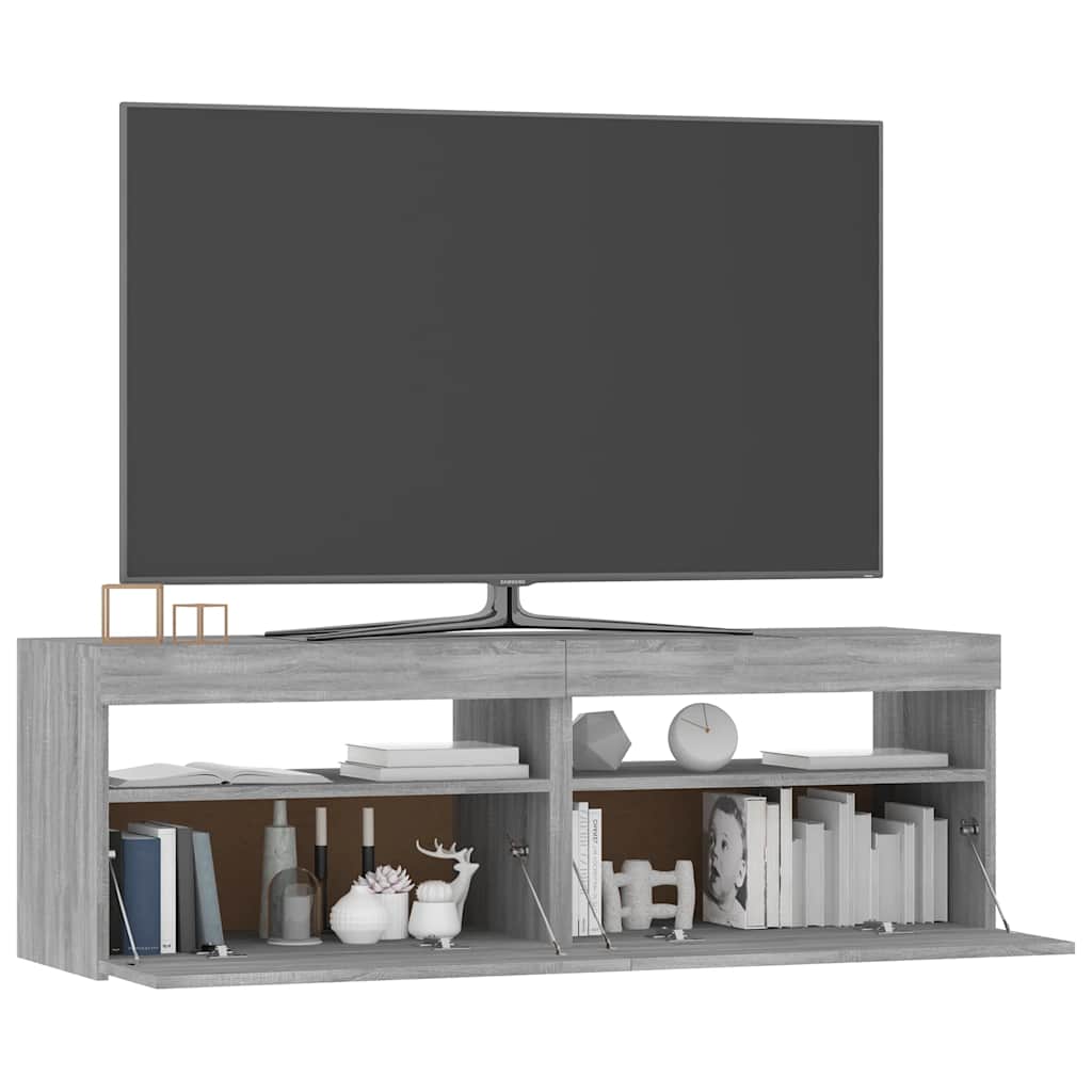 TV Cabinet with LED Lights Grey Sonoma 120x35x40 cm