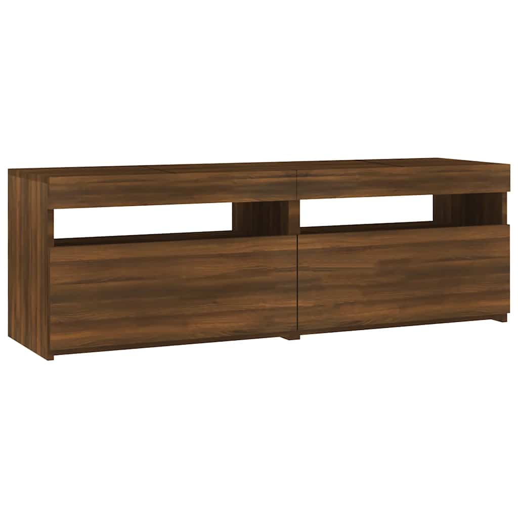 TV Cabinet with LED Lights Brown Oak 120x35x40 cm