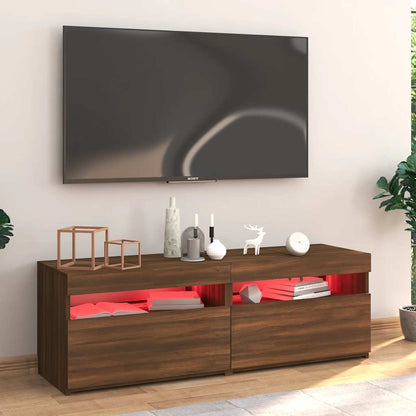 TV Cabinet with LED Lights Brown Oak 120x35x40 cm
