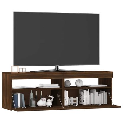 TV Cabinet with LED Lights Brown Oak 120x35x40 cm