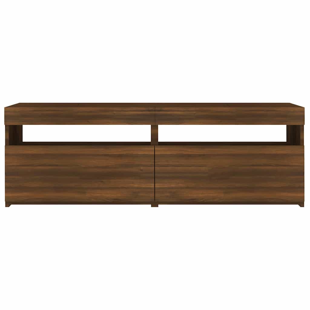 TV Cabinet with LED Lights Brown Oak 120x35x40 cm