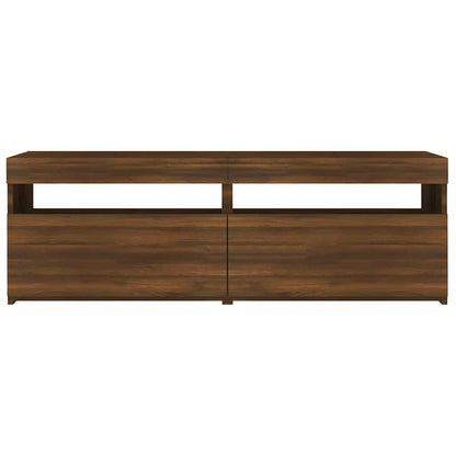 TV Cabinet with LED Lights Brown Oak 120x35x40 cm