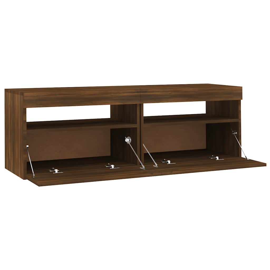 TV Cabinet with LED Lights Brown Oak 120x35x40 cm