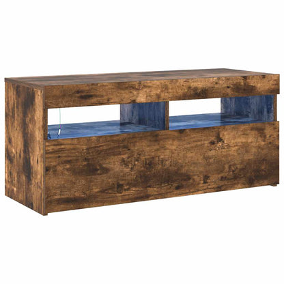 TV Cabinet with LED Lights Smoked Oak 90x35x40 cm