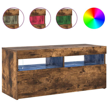 TV Cabinet with LED Lights Smoked Oak 90x35x40 cm