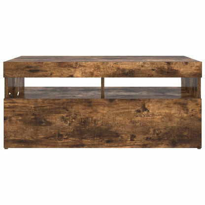 TV Cabinet with LED Lights Smoked Oak 90x35x40 cm