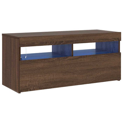 TV Cabinet with LED Lights Brown Oak 90x35x40 cm