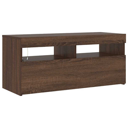 TV Cabinet with LED Lights Brown Oak 90x35x40 cm