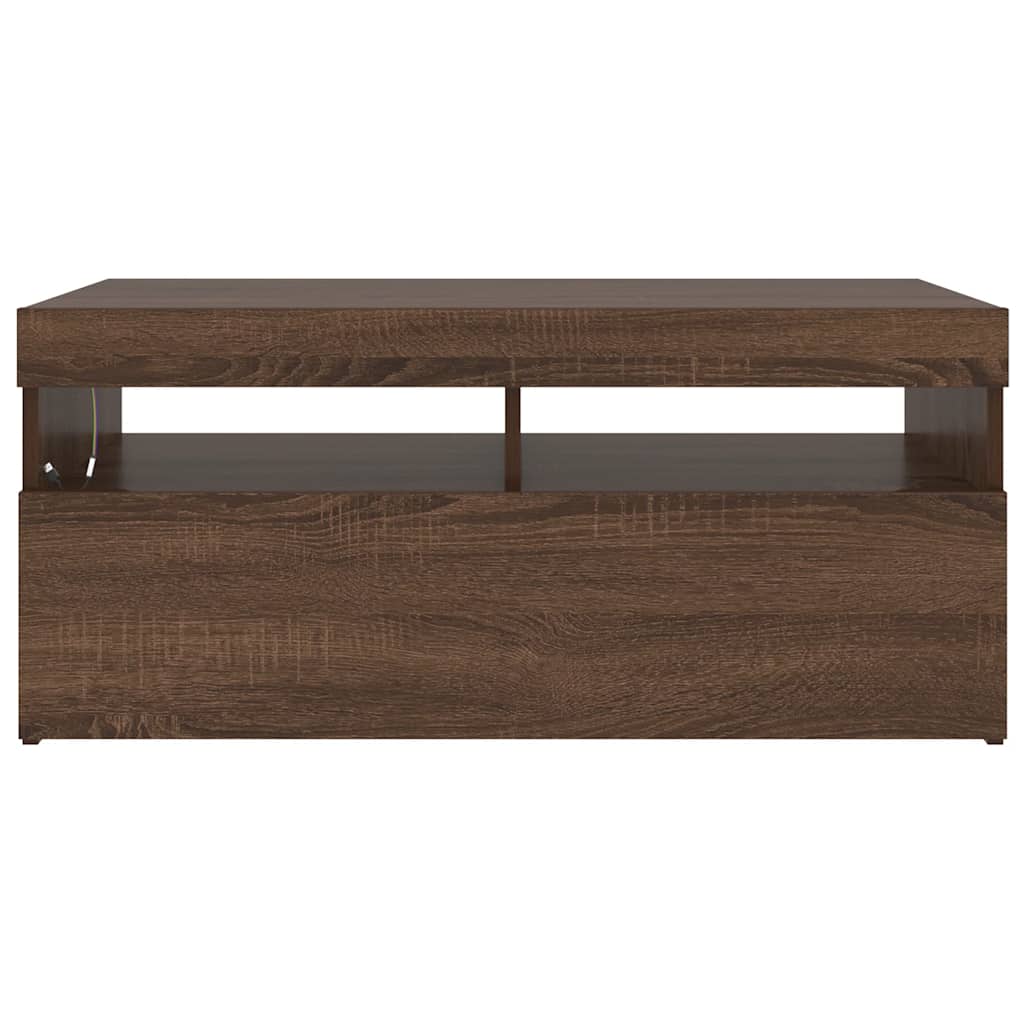 TV Cabinet with LED Lights Brown Oak 90x35x40 cm