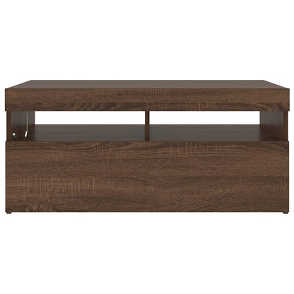 TV Cabinet with LED Lights Brown Oak 90x35x40 cm