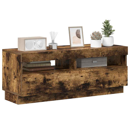 TV Cabinet with LED Lights Smoked Oak 100x35x40 cm
