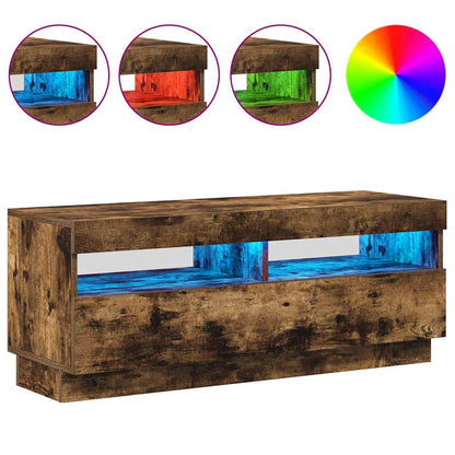 TV Cabinet with LED Lights Smoked Oak 100x35x40 cm