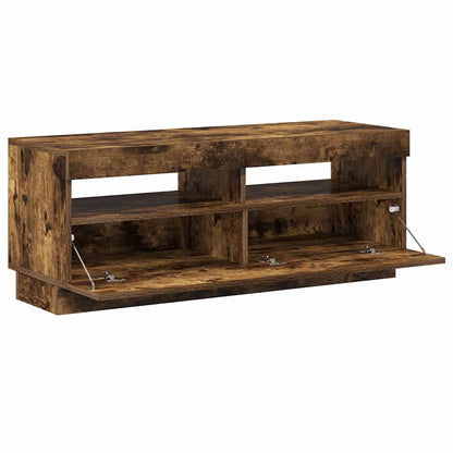 TV Cabinet with LED Lights Smoked Oak 100x35x40 cm