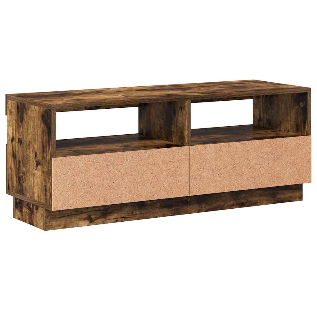TV Cabinet with LED Lights Smoked Oak 100x35x40 cm