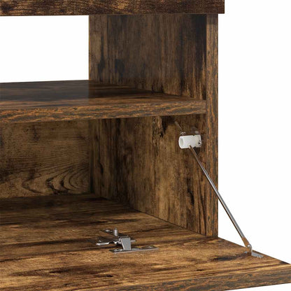 TV Cabinet with LED Lights Smoked Oak 100x35x40 cm