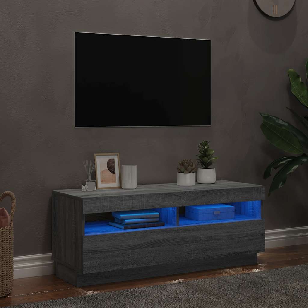 TV Cabinet with LED Lights Grey Sonoma 100x35x40 cm