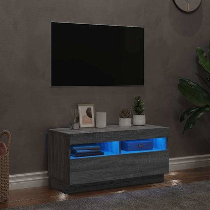 TV Cabinet with LED Lights Grey Sonoma 80x35x40 cm