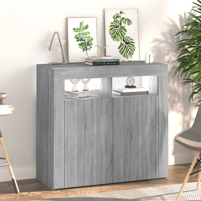 Sideboard with LED Lights Grey Sonoma 80x35x75 cm