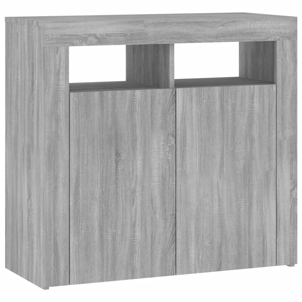 Sideboard with LED Lights Grey Sonoma 80x35x75 cm