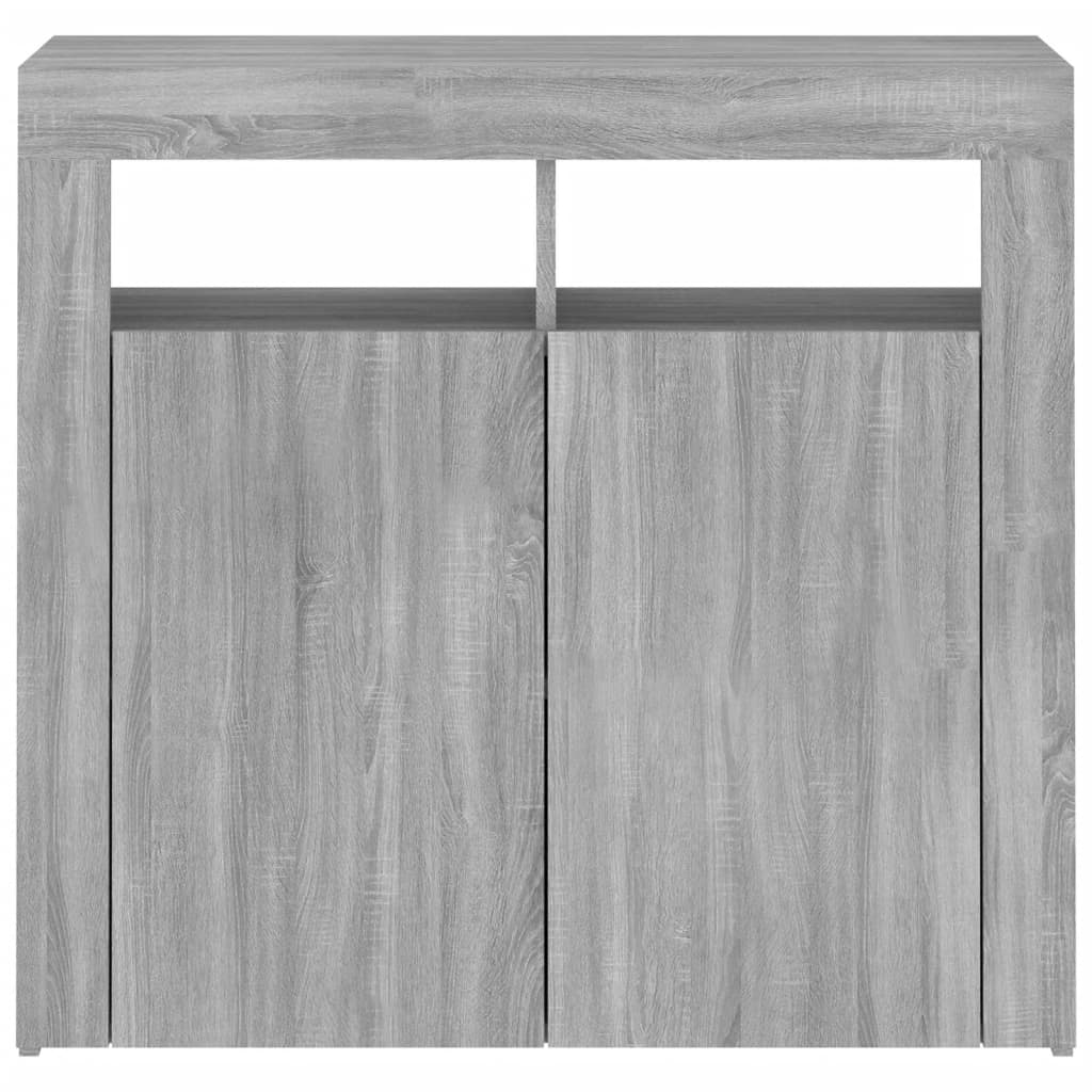 Sideboard with LED Lights Grey Sonoma 80x35x75 cm