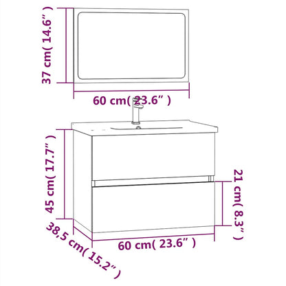 2 Piece Bathroom Furniture Set Grey Sonoma Engineered Wood