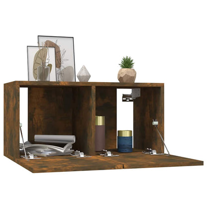 TV Cabinet Set Wall-mounted 3 pcs Brown Engineered Wood