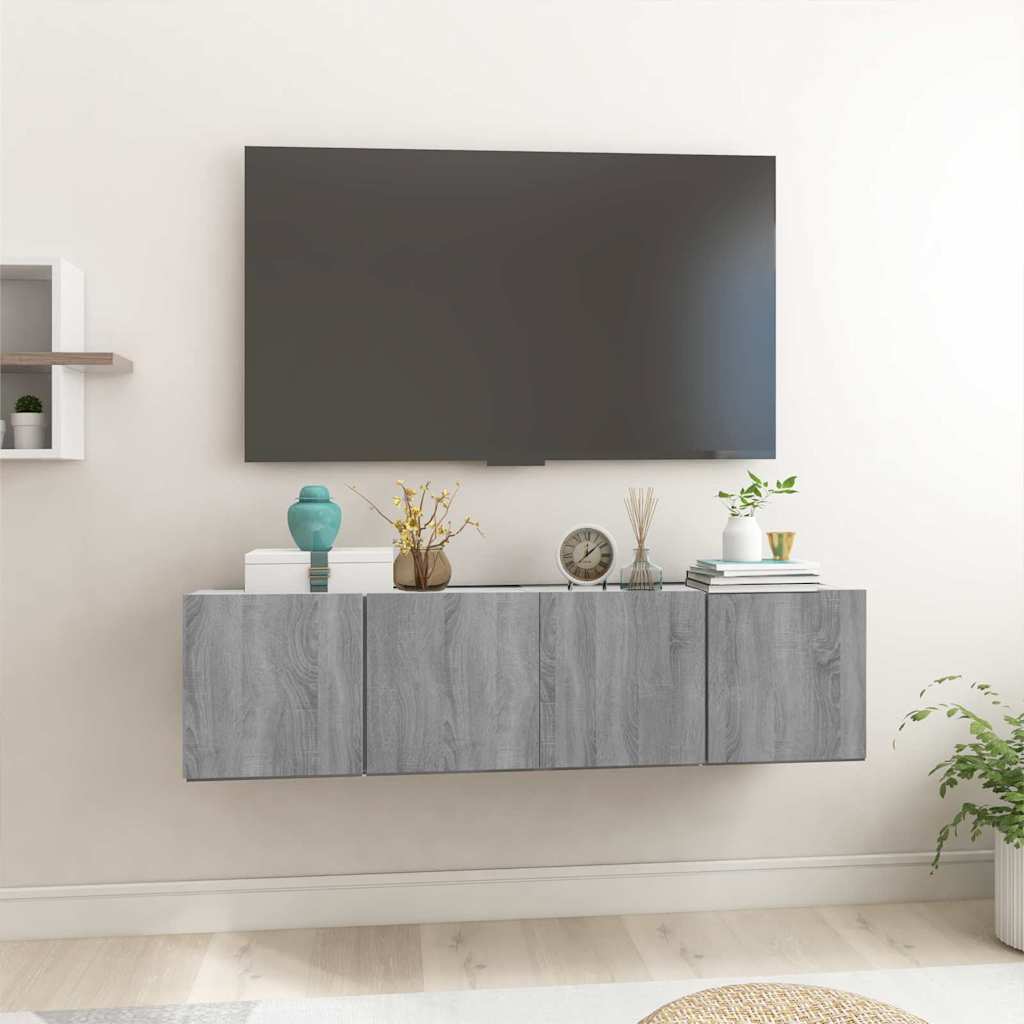 TV Cabinet Set 2 pcs Grey 60 x 30 x 30 cm Engineered Wood