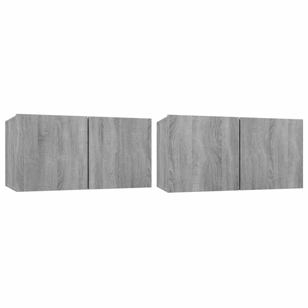 TV Cabinet Set 2 pcs Grey 60 x 30 x 30 cm Engineered Wood