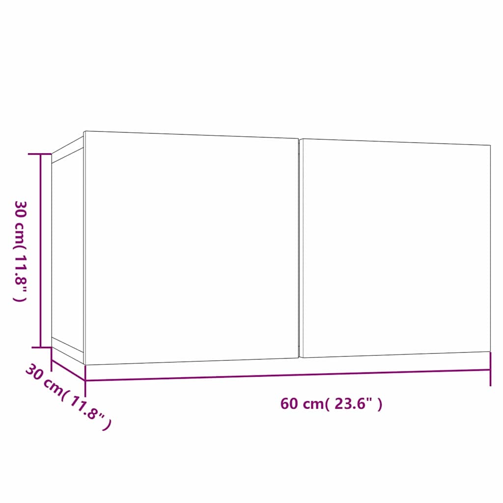 TV Cabinet Set 2 pcs Grey 60 x 30 x 30 cm Engineered Wood