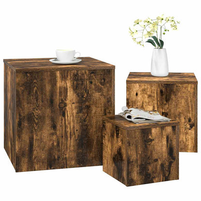 Side Tables 3 pcs Smoked Oak Engineered Wood