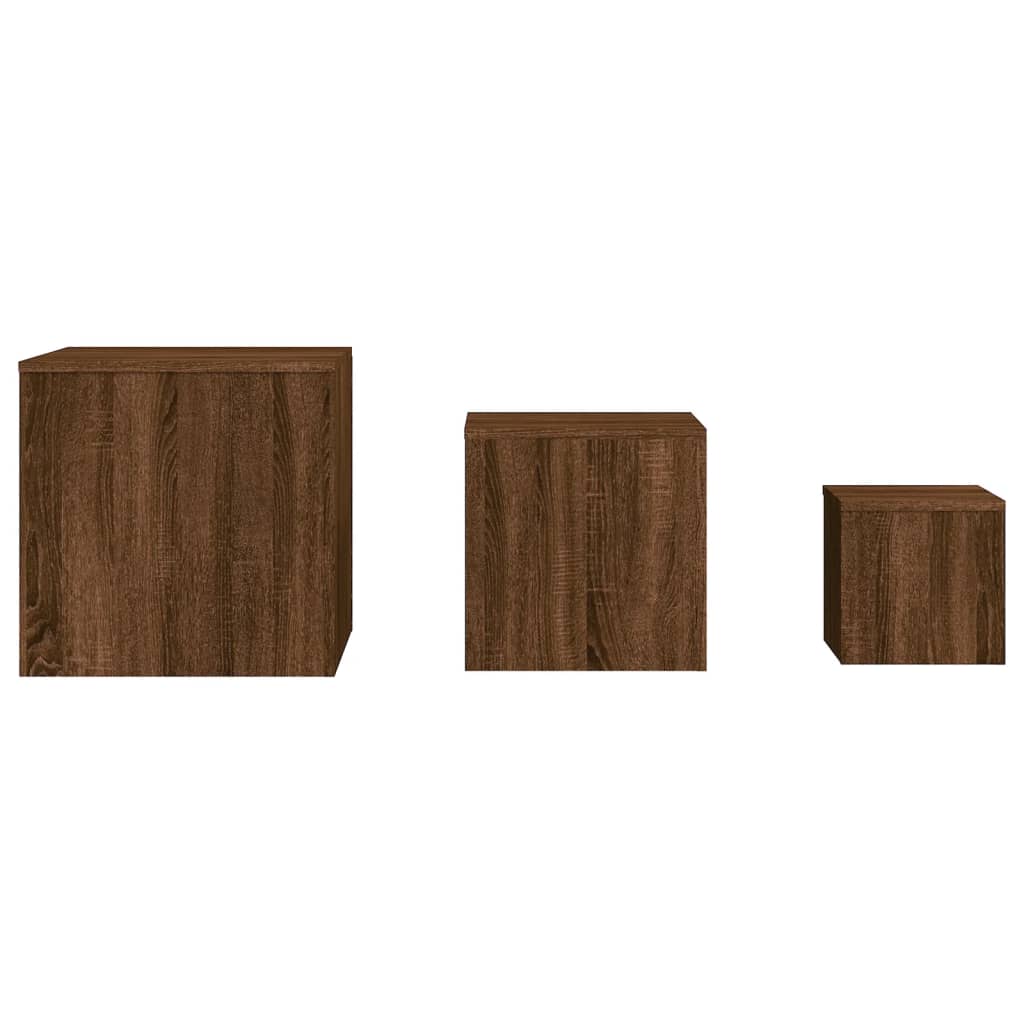 Side Tables 3 pcs Brown Oak Engineered Wood
