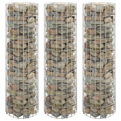 Circular Gabion Raised Beds 3 pcs Galvanised Steel Ø30x100 cm