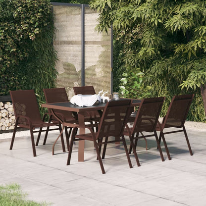 7 Piece Garden Dining Set Brown and Black