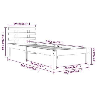 Bed Frame without Mattress White 90x190cm Single