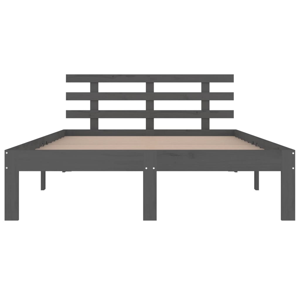 Bed Frame without Mattress Grey Solid Wood 150x200 cm King Size King Size