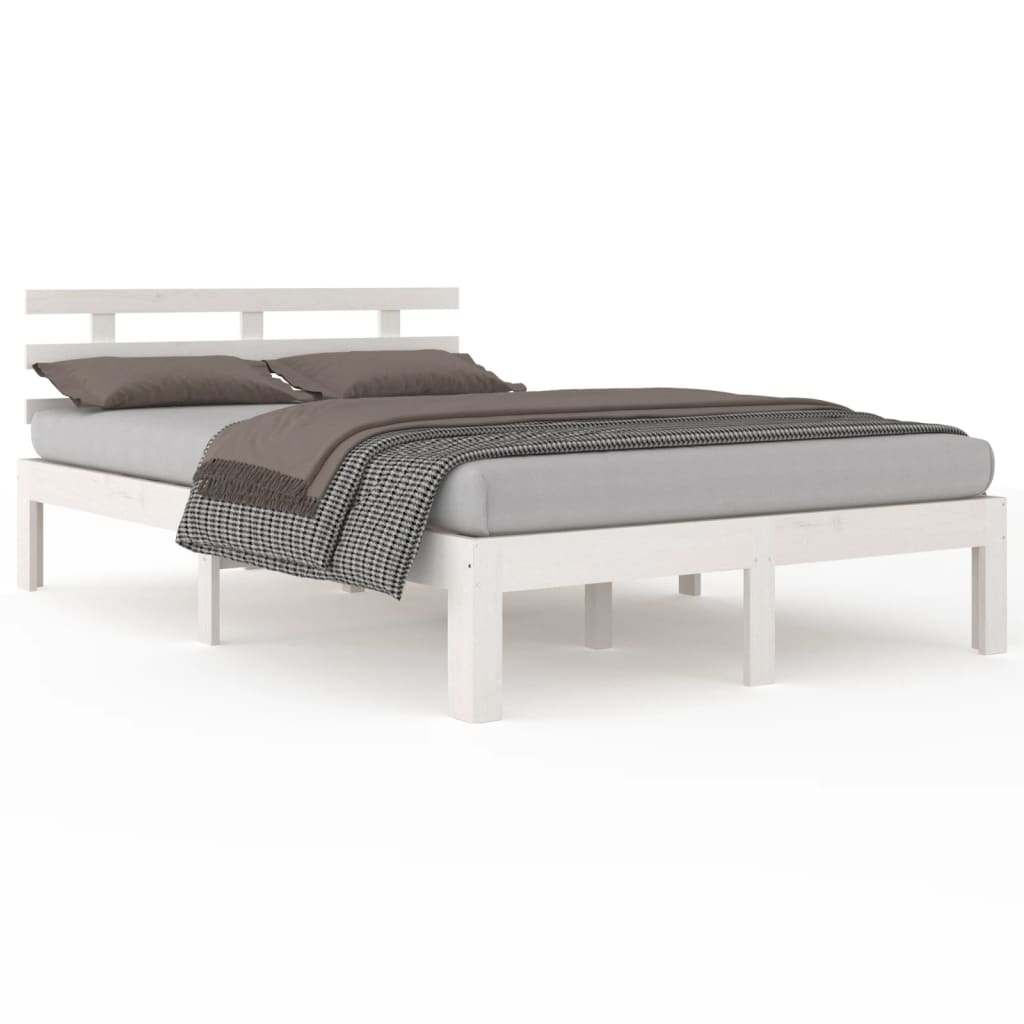 Bed Frame without Mattress White Solid Wood 160x200 cm