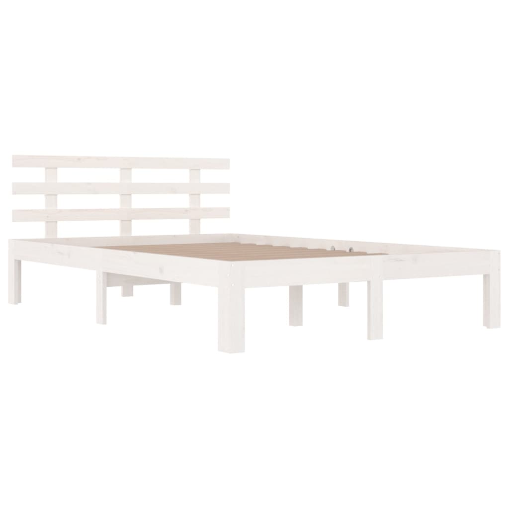 Bed Frame without Mattress White Solid Wood 160x200 cm