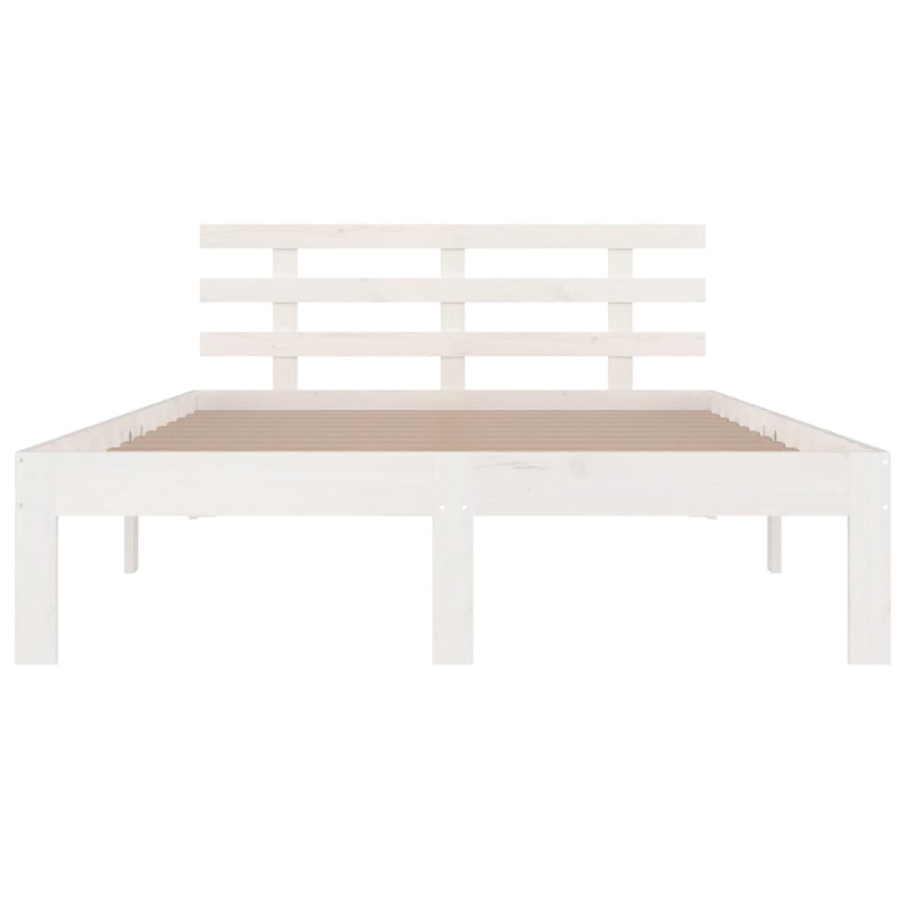 Bed Frame without Mattress White Solid Wood 160x200 cm