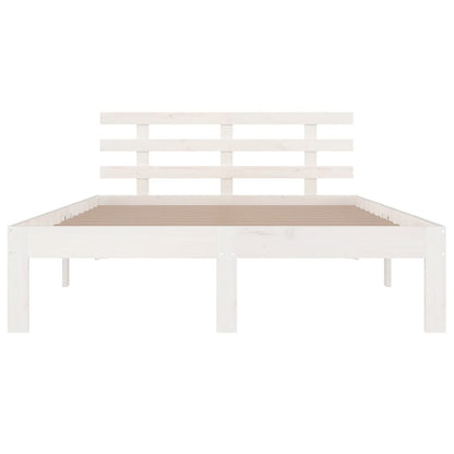 Bed Frame without Mattress White Solid Wood 160x200 cm