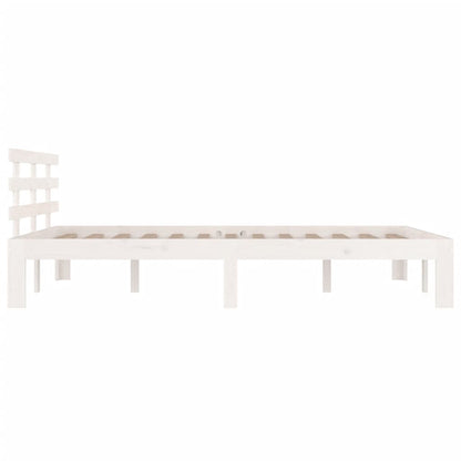 Bed Frame without Mattress White Solid Wood 160x200 cm