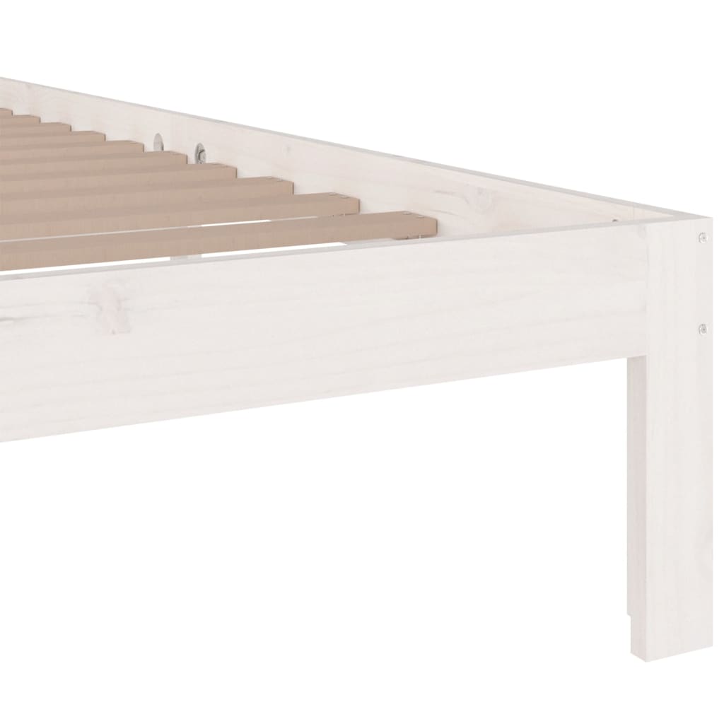 Bed Frame without Mattress White Solid Wood 160x200 cm