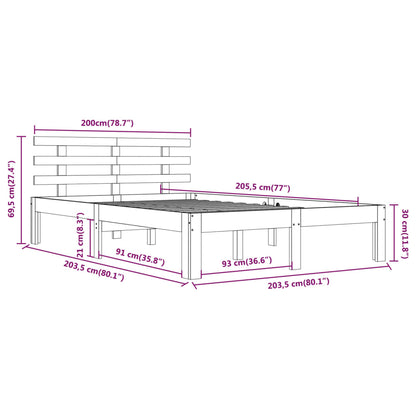 Bed Frame without Mattress White Solid Wood 200x200 cm
