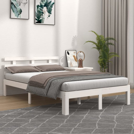 Bed Frame without Mattress White Solid Wood 200x200 cm